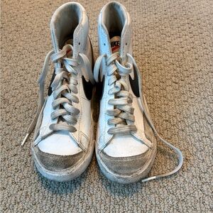 Nike High-Top Sneakers in White and Gray